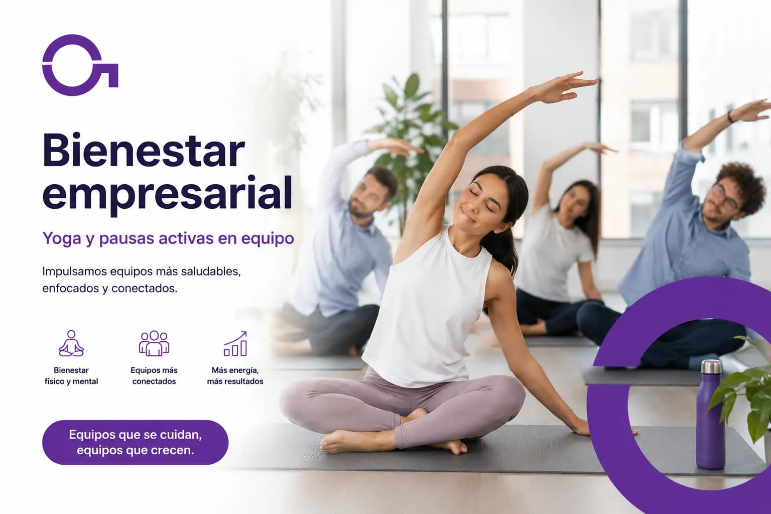 Sesión de bienestar y movimiento para un equipo